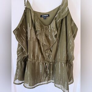 Express Metallic Olive Blouse